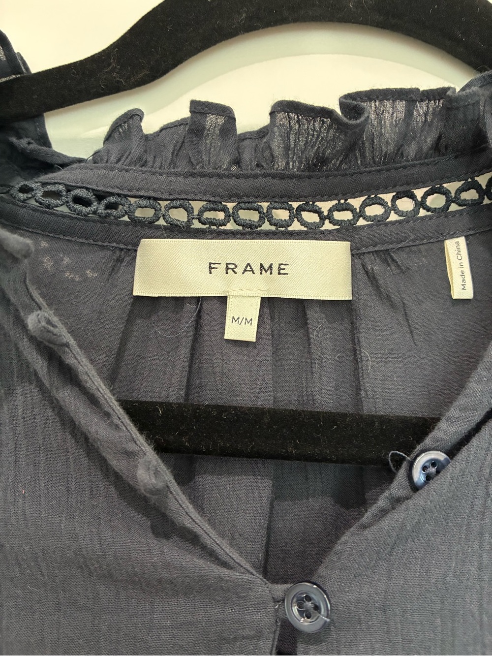 Frame navy ruffle blouse - Picture 3 of 3